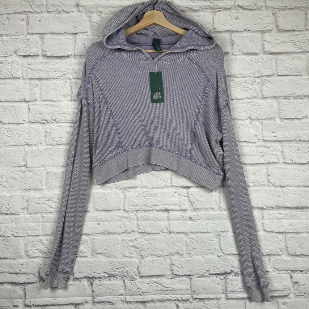 J4526 Wild Fable Cropped Waffle Hoodie size XL